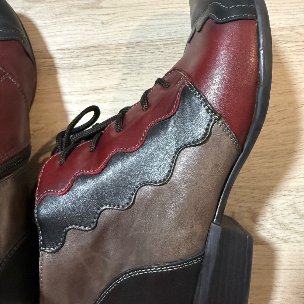 Remonte Patchwork Colorblock Leather Ankle Bootie… - image 2